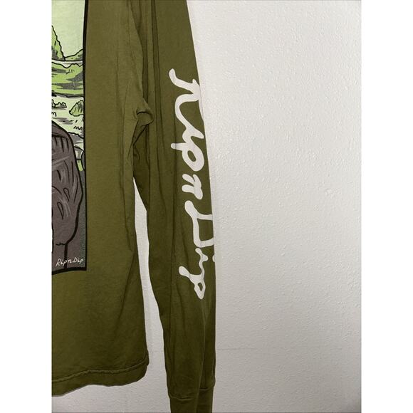 RIPNDIP Shirt Mens Small Green Merna Lisa Mona L/S Back Graphic T-Shirt - Picture 4 of 6